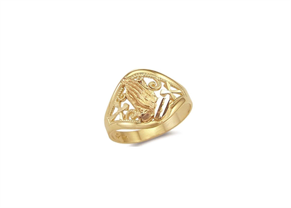Gold Plated Praying Hands Ring